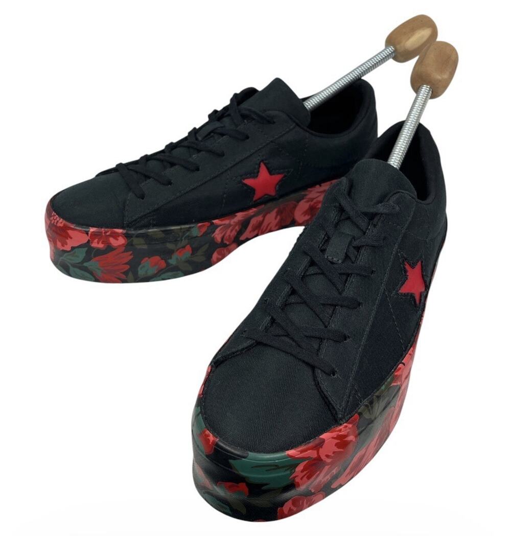 Converse One Star Ox Floral Platform Black Red Sample Rare Shoes Women's Size 7